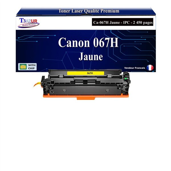 T3AZUR - Toner compatible avec Canon i-SENSYS LBP-631Cw  LBP-633Cdw  MF-651Cw  MF-655Cdw  MF-657Cdw remplace Canon 067H Jaune  - 2 450 pages