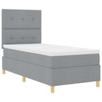 vidaXL Lit à ressorts avec matelas et lumière LED Gris clair 100x200 cm Tissu