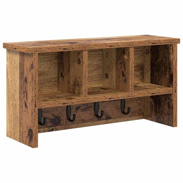 vidaXL Porte-manteau mural avec étagère Bois ancien 50 x 16 x 26 cm