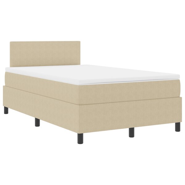 vidaXL Lit à sommier avec matelas & lumière LED vert gris petit double tissu côtelé