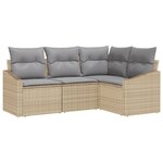 vidaXL Ensemble de salle à manger de jardin en 4 pièces avec coussins Beige en polyrotin