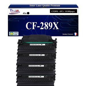 T3AZUR -4x Toners compatibles avec HP CF289X (89X) pour HP LaserJet Enterprise M528dn  M528f  E50145dn  E52645c  E52645dn