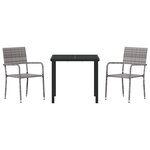 vidaXL Ensemble de jardin 3 pièces Gris Poly Rattan