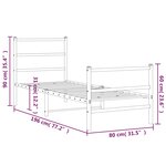 vidaXL Cadre de lit métal sans matelas avec pied de lit blanc 75x190cm