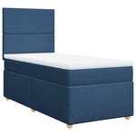 vidaXL Sommier à lattes de lit avec matelas Bleu 90x200 cm Tissu