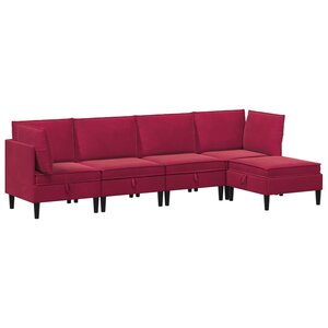 vidaXL Ensemble de meubles pour le salon 5 Pièces Bordeaux Velours
