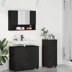 vidaXL Ensemble de mobilier de salle de bain avec tiroir 3 Pièces Noir