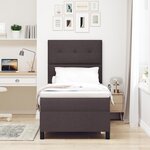 vidaXL Lit à Sommier avec Matelas & LED Marron Foncé 90x200 cm Tissu