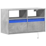 vidaXL Meuble TV mural avec lumières LED gris béton 80x31x45 cm