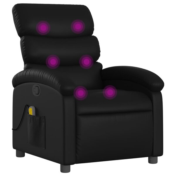 vidaXL Fauteuil de massage inclinable noir similicuir