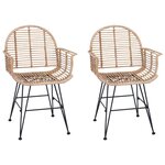 vidaXL Chaise de salle à manger 2 Pièces Naturel 44 x 44 x 74 cm