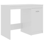 Bureau table poste de travail meuble d'ordinateur informatique étude brillant 100 x 50 x 76 cm bois d’ingénierie blanc 02_0023535