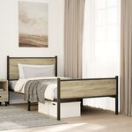 vidaXL Cadre de lit en métal sans matelas chêne sonoma 107x203 cm