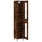 vidaXL Buffet haut Chêne fumé 34 5x34x180 cm Bois d'ingénierie