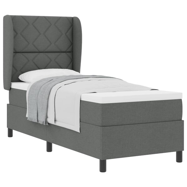 vidaXL Lit à ressorts avec matelas Gris foncé 80 x 200 cm tissu