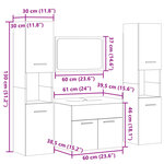 vidaXL Ensemble de meubles de salle de bain 4 Pièces gris béton