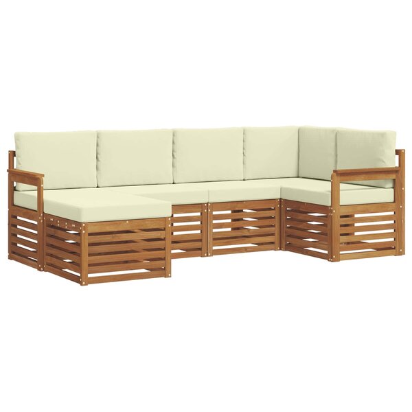 vidaXL Ensemble de canapés d'extérieur 6 pc Naturel et Crème Polyester