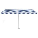vidaXL Auvent manuel rétractable sur pied 400x300 cm Bleu et blanc