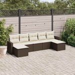 vidaXL Salon de jardin avec coussins 7 Pièces marron résine tressée