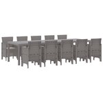 Ensemble repas jardin vidaXL 11 pièces avec coussins gris clair Poly Rattan