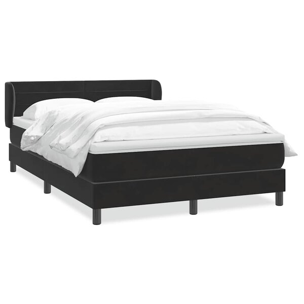 vidaXL Sommier à lattes de lit avec matelas noir 140x210 cm velours