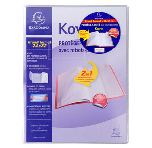Protège-cahier 24x32 cm KOVER avec 2 Rabats Translucide Incolore EXACOMPTA