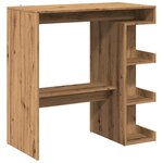 vidaXL Table de bar avec étagère de rangement chêne artisanal