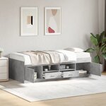 vidaXL Lit de jour avec tiroirs sans matelas gris béton 90x190 cm