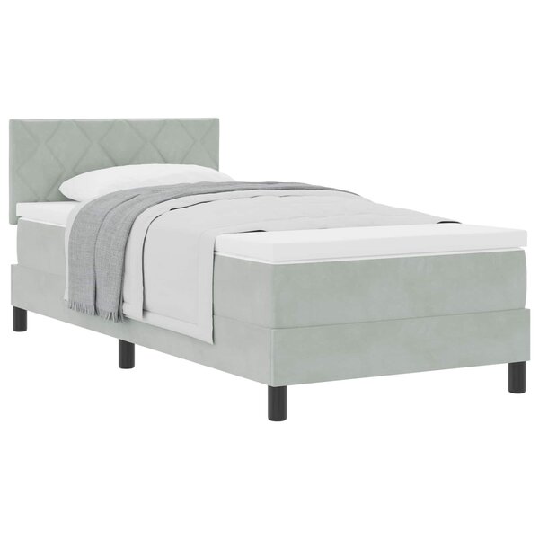 vidaXL Lit à ressorts avec matelas Gris clair 90 x 200 cm Velours
