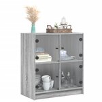 vidaXL Armoire latérale avec portes en verre sonoma gris 68x37x75 5 cm
