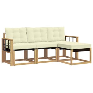 vidaXL Ensemble de canapés d'extérieur 4 pc Blanc et crème