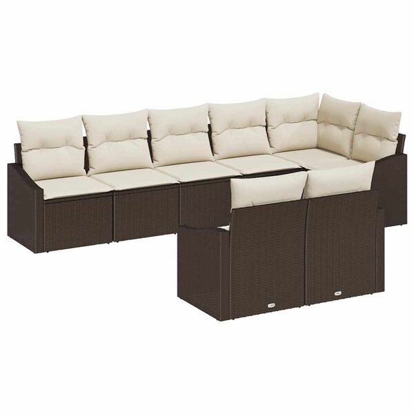vidaXL Ensemble de salle à manger pour jardin 8 Pièces Marron  Crème