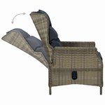 vidaXL Chaise inclinable de jardin avec coussins Résine tressée Marron