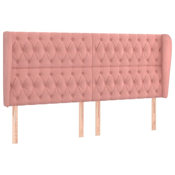 vidaXL Tête de lit avec oreilles Rose 183x23x118/128 cm Velours
