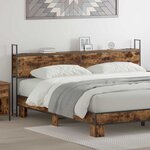 vidaXL Headboard de Rangement avec Station de Charge Chêne fumé 180 cm