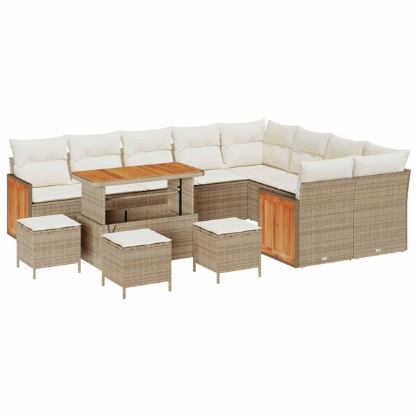 vidaXL Ensemble de canapé de jardin avec coussin 13 Pièces Beige et crème