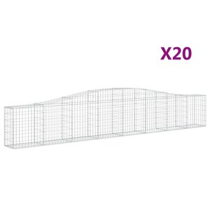 vidaXL Paniers à gabions arqués 20 Pièces 400x30x60/80 cm Fer galvanisé