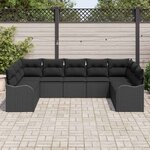 vidaXL Ensemble de canapé de jardin Noir polyrotin