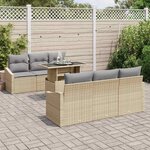 vidaXL Ensemble de canapé de jardin 7 Pièces Beige Poly rotin