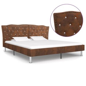 vidaXL Cadre de lit Marron Similicuir daim 180 x 200 cm