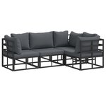vidaXL Ensemble de canapé de jardin 4 pc Noir Aluminium