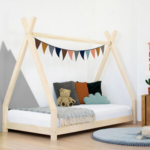 Lit Tipi enfant bois massif naturel vernis 140 x 200 cm