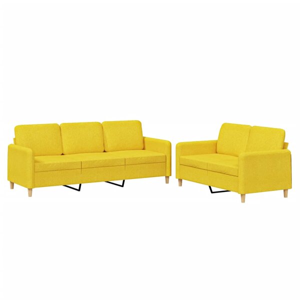 vidaXL Ensemble de canapés 2 Pièces avec coussins Jaune clair Tissu
