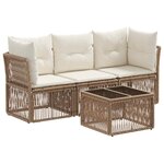 vidaXL Ensemble de canapé de jardin 4 Pièces Beige polyrotin