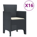Salle à manger de jardin vidaXL 17 pièces avec coussins Anthracite Poly Rattan