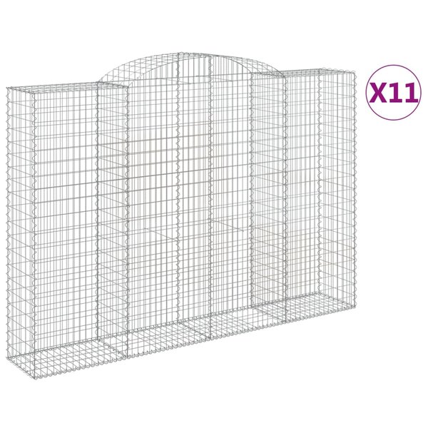 vidaXL Paniers à gabions arqués 11 Pièces 300x50x200/220 cm Fer galvanisé