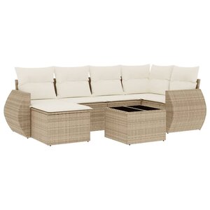 vidaXL Salon de jardin avec coussins 7 Pièces beige résine tressée