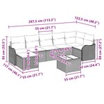 vidaXL Ensemble de canapé de jardin avec coussin 8 Pièces Gris Poly rotin