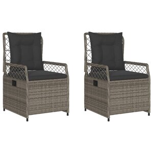 vidaXL Chaises inclinables de jardin lot de 2 gris résine tressée