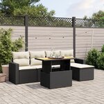 vidaXL Salon de jardin 6 Pièces avec coussins noir résine tressée